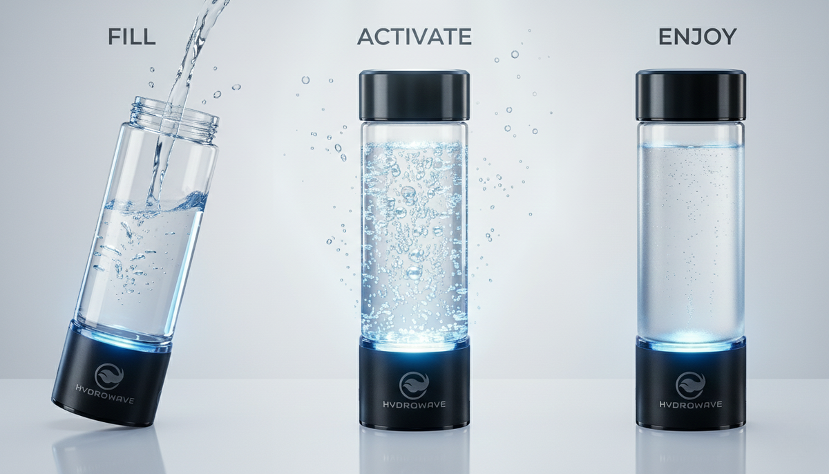 Fill, activate, and enjoy: three steps for using the HydroWave bottle